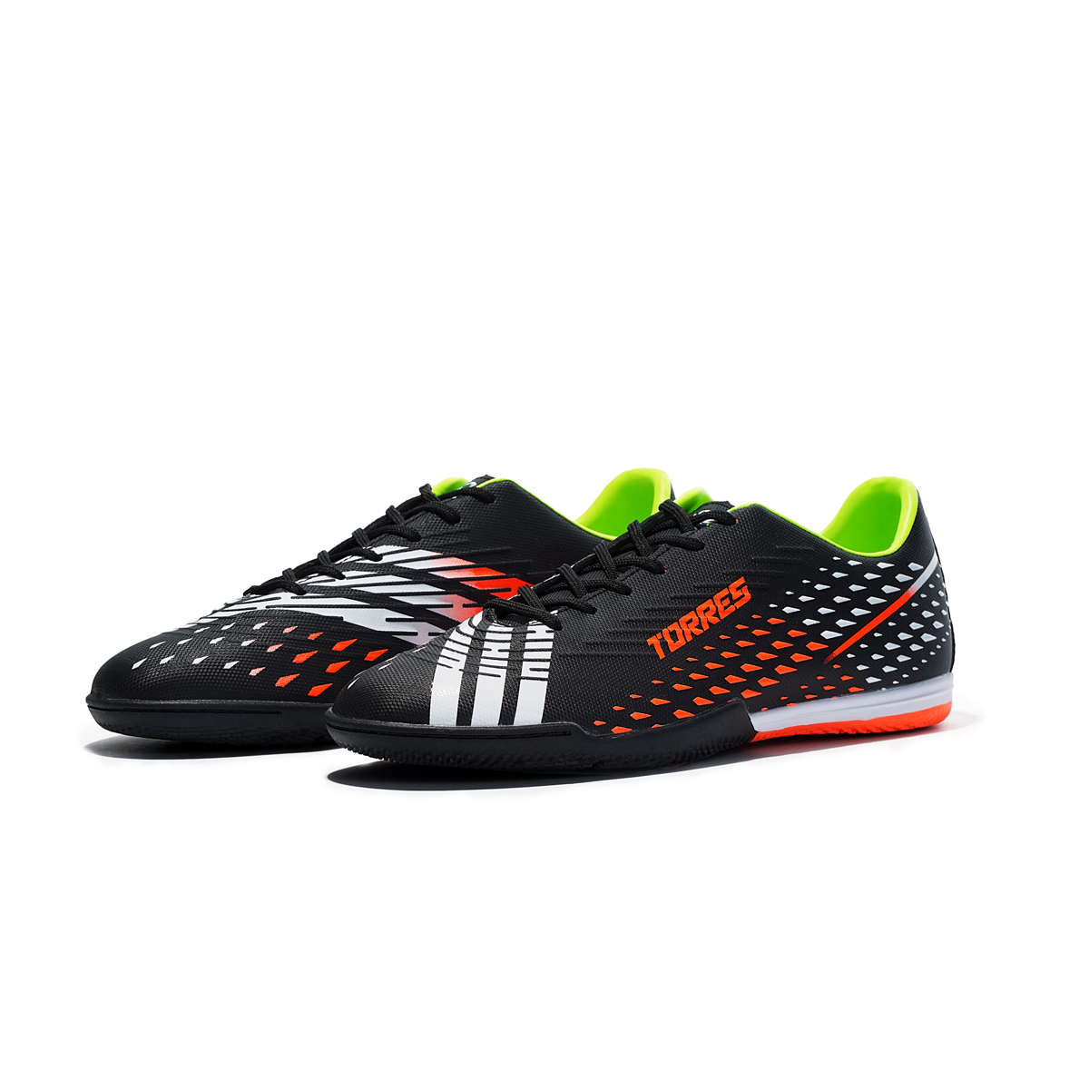 Бутсы зальные TORRES RAYO-J подростковые, TS134234-124-35, р.35, резина,ПУ,текстиль, чёрно-оранжевый
