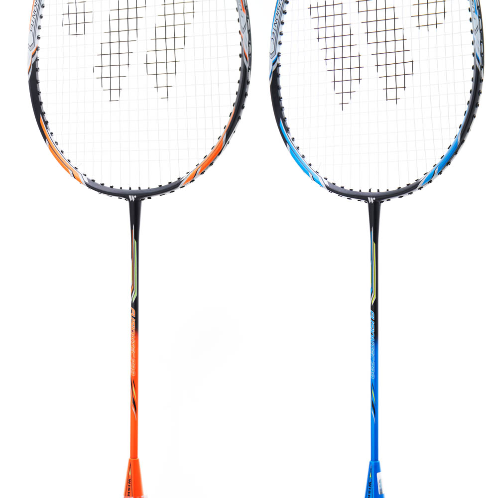 Набор для бадминтона WISH Fusiontec 799K, 2 ракетки+2 волана,стал.стерж,алюм.обод,со струн,син-оранж