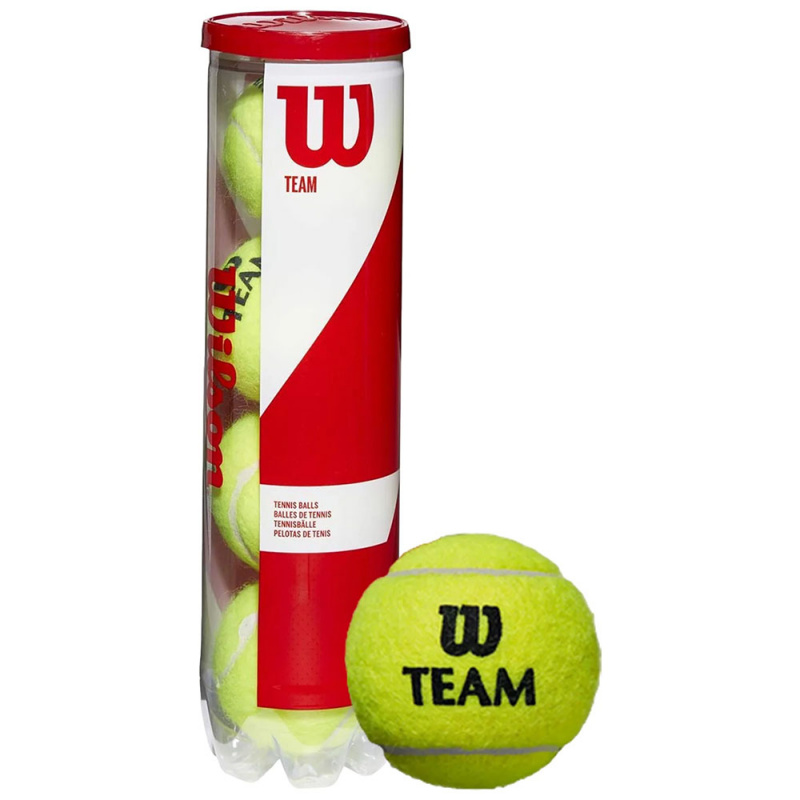 Мяч теннисный WILSON TeamW Practice, WRT111900,избыт.давл, фетр, нат.резина, уп.4 шт, желтый