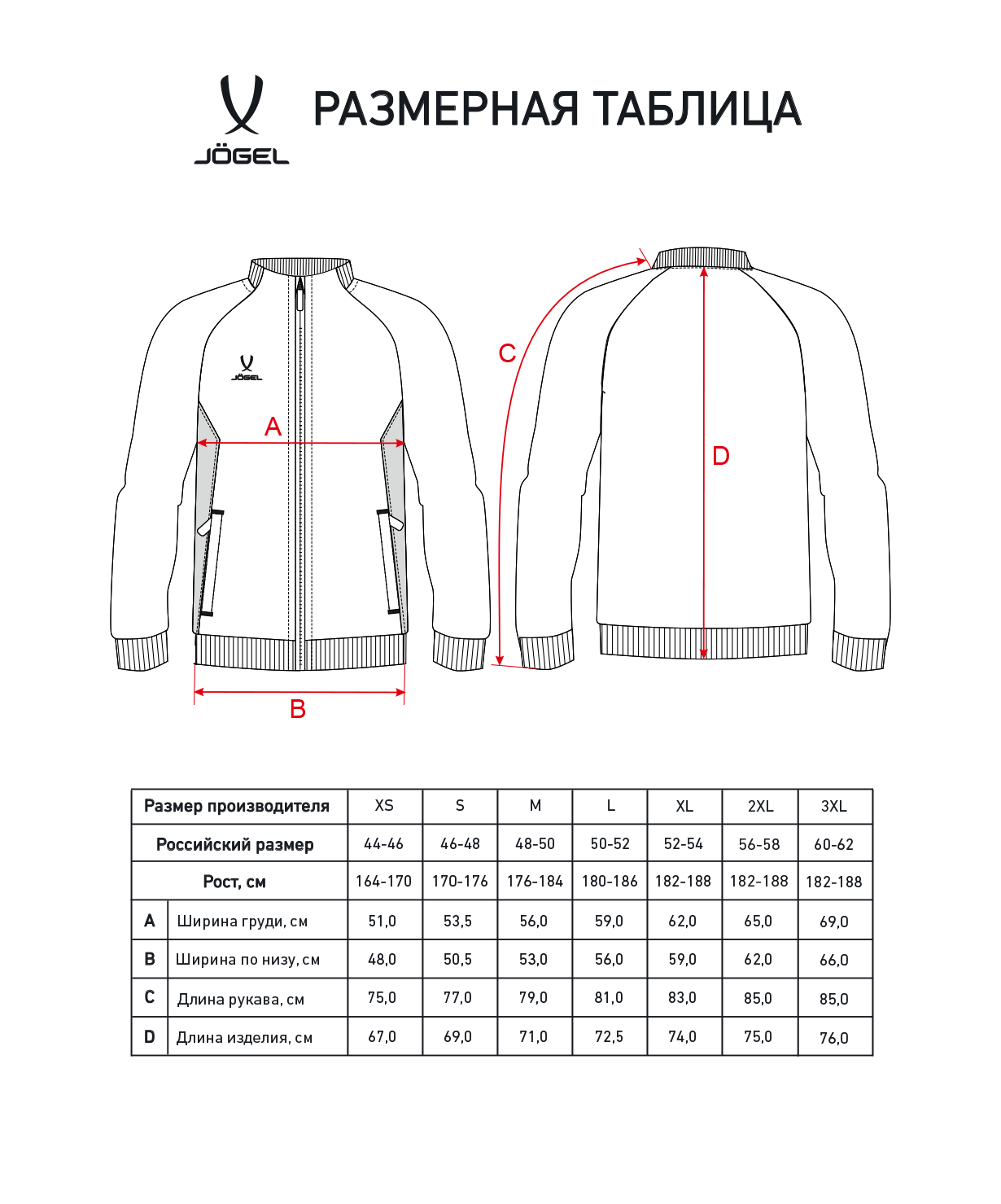 Джемпер тренировочный на молнии JOGEL PREMIER PerFormDRY Training FZ Jacket, синий, размер L