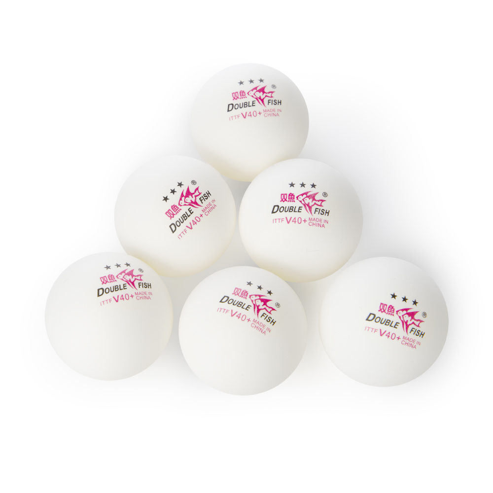 Мяч для наст. тенниса DOUBLE FISH 3***, V111F, диам. V40+мм, ITTF Appr,плаcтик,упак.6 шт, белый