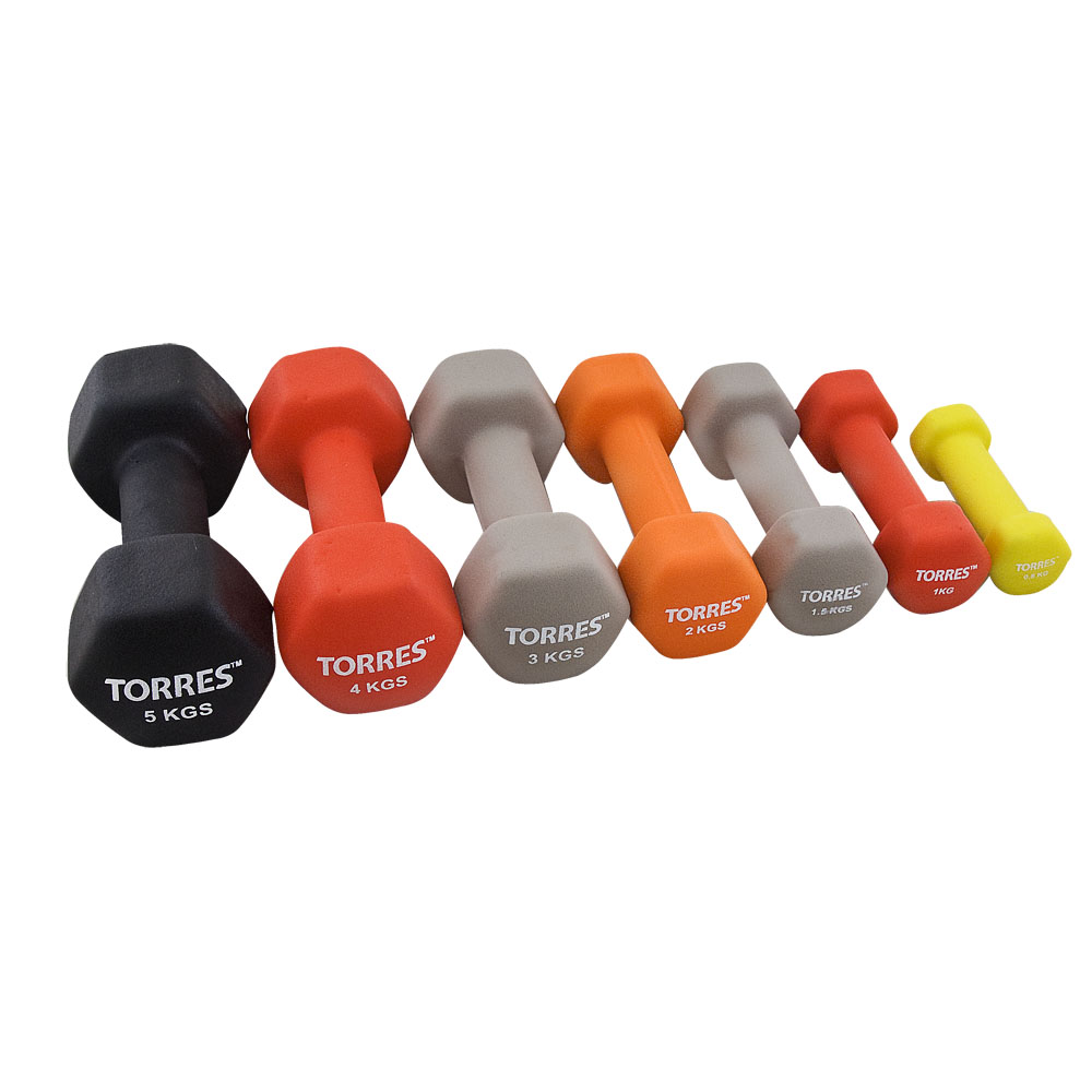 Гантель TORRES 3 кг, PL55013, металл в неопреновой оболочке, форма шестигранник, серый