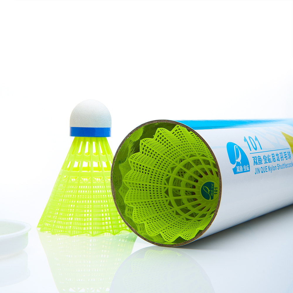 Воланы для бадминтона DOUBLE FISH JINQUE 101y ( нейлон/пробка),  уп.6 шт.сред.скор., желтый