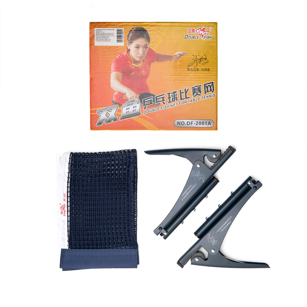 Сетка для наст. тенниса DOUBLE FISH 2001A/C, в компл. с мет. зажимами, измерит. высоты,,синий
