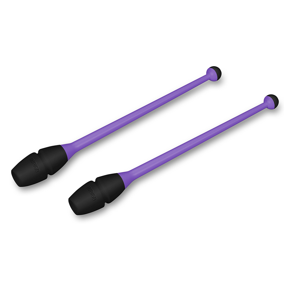 Булавы для худ. гимнастики INDIGO, IN018-VB, 41 см, пластик, каучук, в компл. 2шт, фиолет-черный