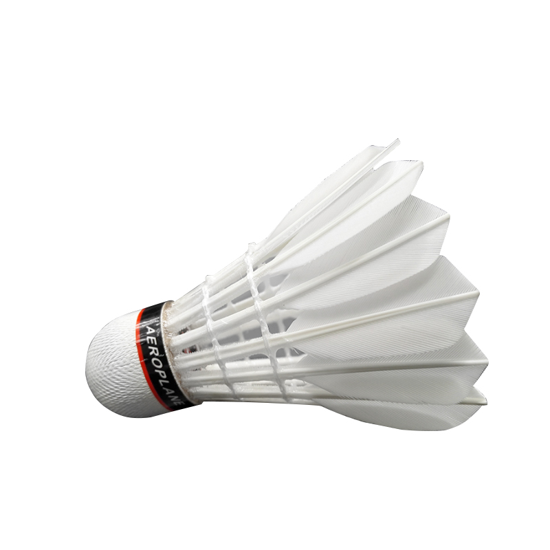 Воланы для бадминтона AEROPLANE BWF (перо/пробка),EG1130-77-T, уп.12шт., бел., сред. скор.