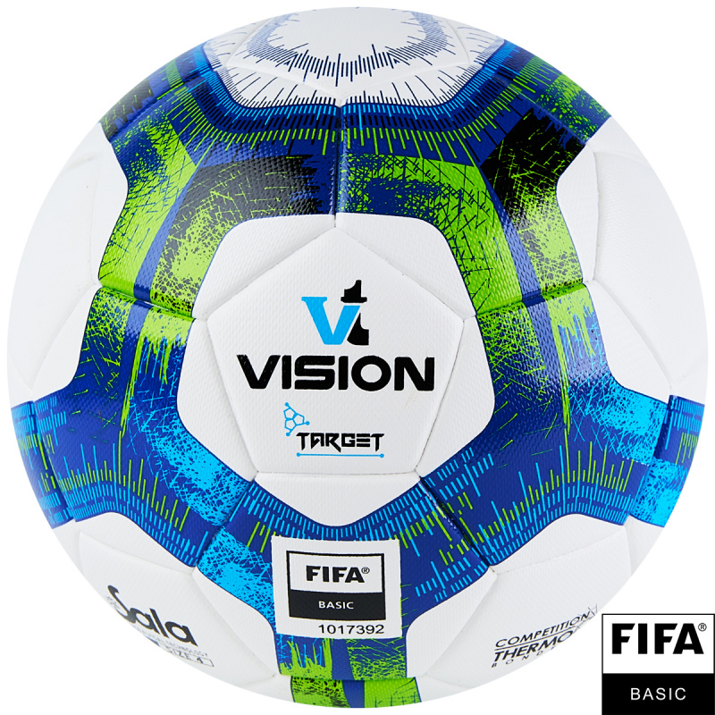 Мяч футзал. VISION Target, FS324094, FIFA Basic, р.4, 32 п. PU, 3 подкл.сл, термосшивка, бело-синий
