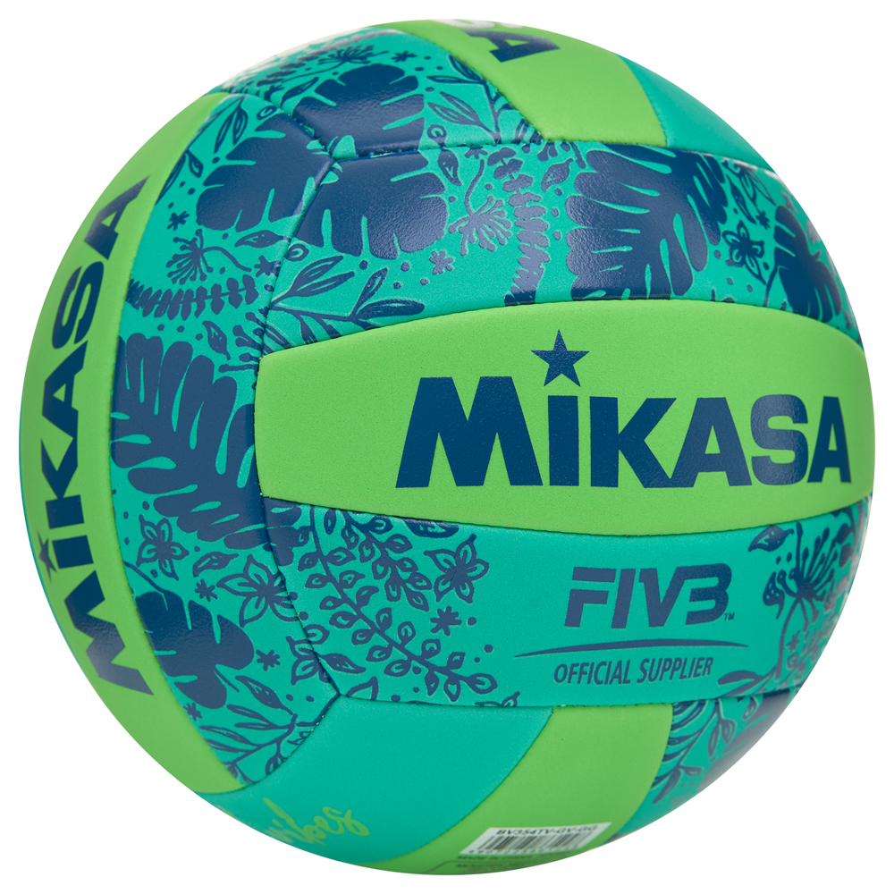 Мяч вол. пляжн. MIKASA BV354TV-GV-GG, синт.кожа (ТПЕ),маш.сш.,18 пан, бут.кам, салатово-синий
