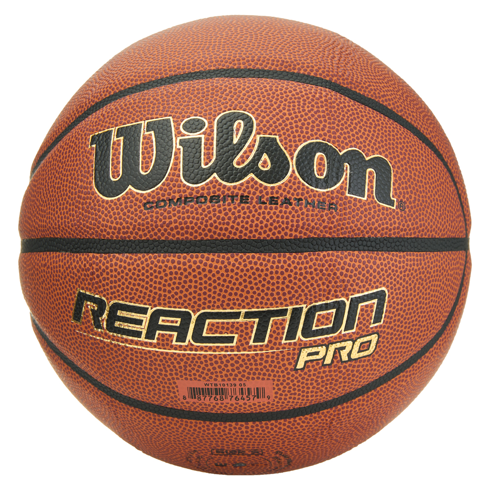 Мяч баск. WILSON Reaction PRO, WTB10139XB05, р.5, синт. PU, бутил. камера, темно-коричневый
