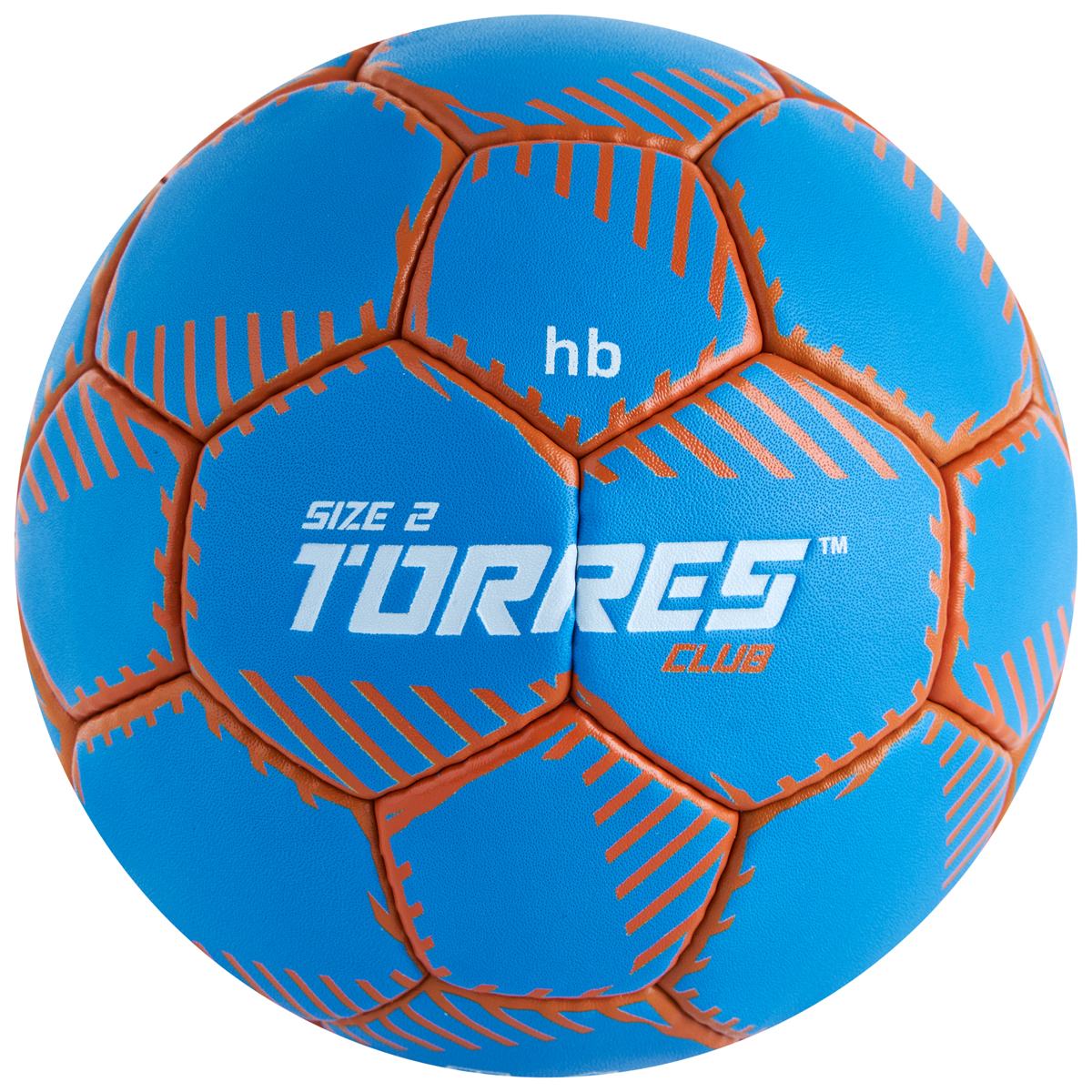 Мяч ганд. TORRES Club, H32442, р.2, ПУ, 5 подкл. слоев, руч. сшивка, синий