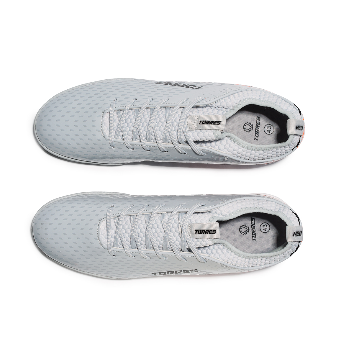 Бутсы футб.(многошиповки) TORRES NEO-J подр. TS234239-018-35, р.35,с носком,резина,ПУ,текстиль,серый