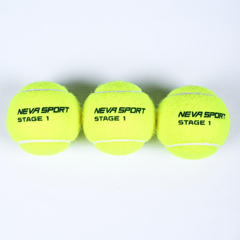 Мяч теннисный детский NS Green, 5021001, уп.3 шт, резина, шерть, нейлон, желто-зеленый
