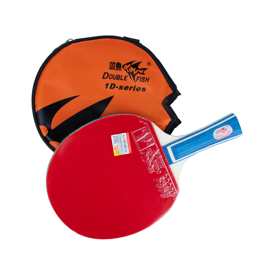 Ракетка для н/т DOUBLE FISH 1D-C, для любителей, накладка 1,5 мм, конич. ручка + чехол