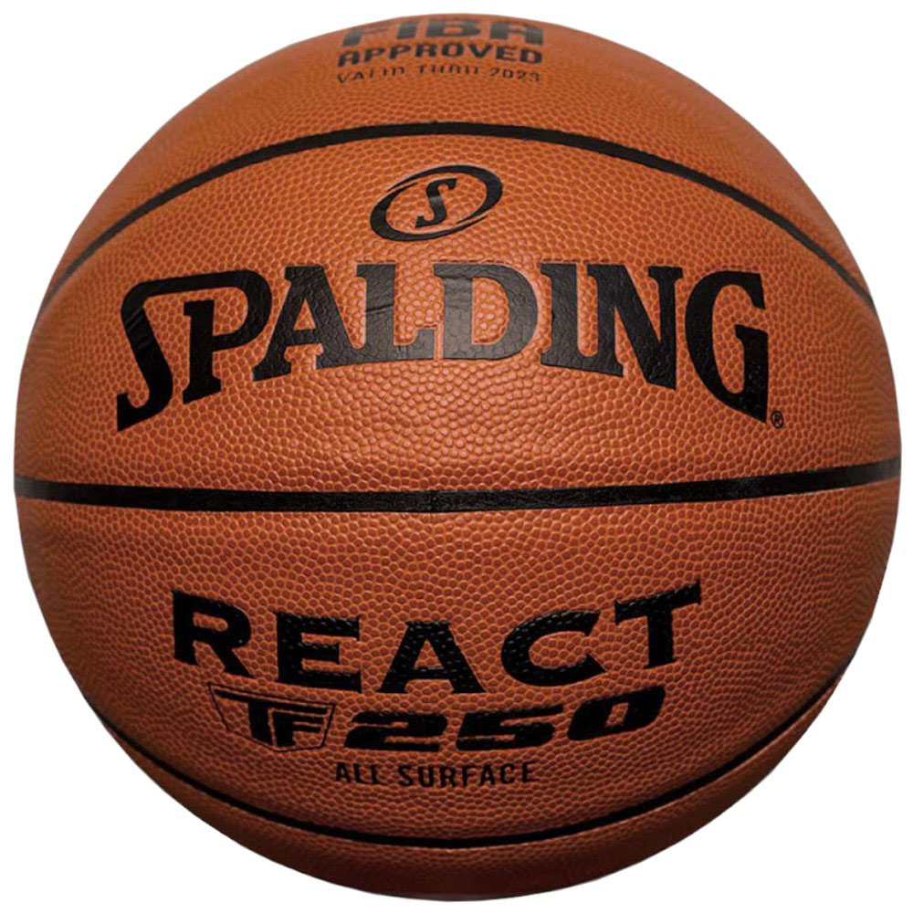 Мяч баск. SPALDING TF-250 React 76967z, р.7, FIBA Approved, композит. кожа (ПУ), коричнево-черный