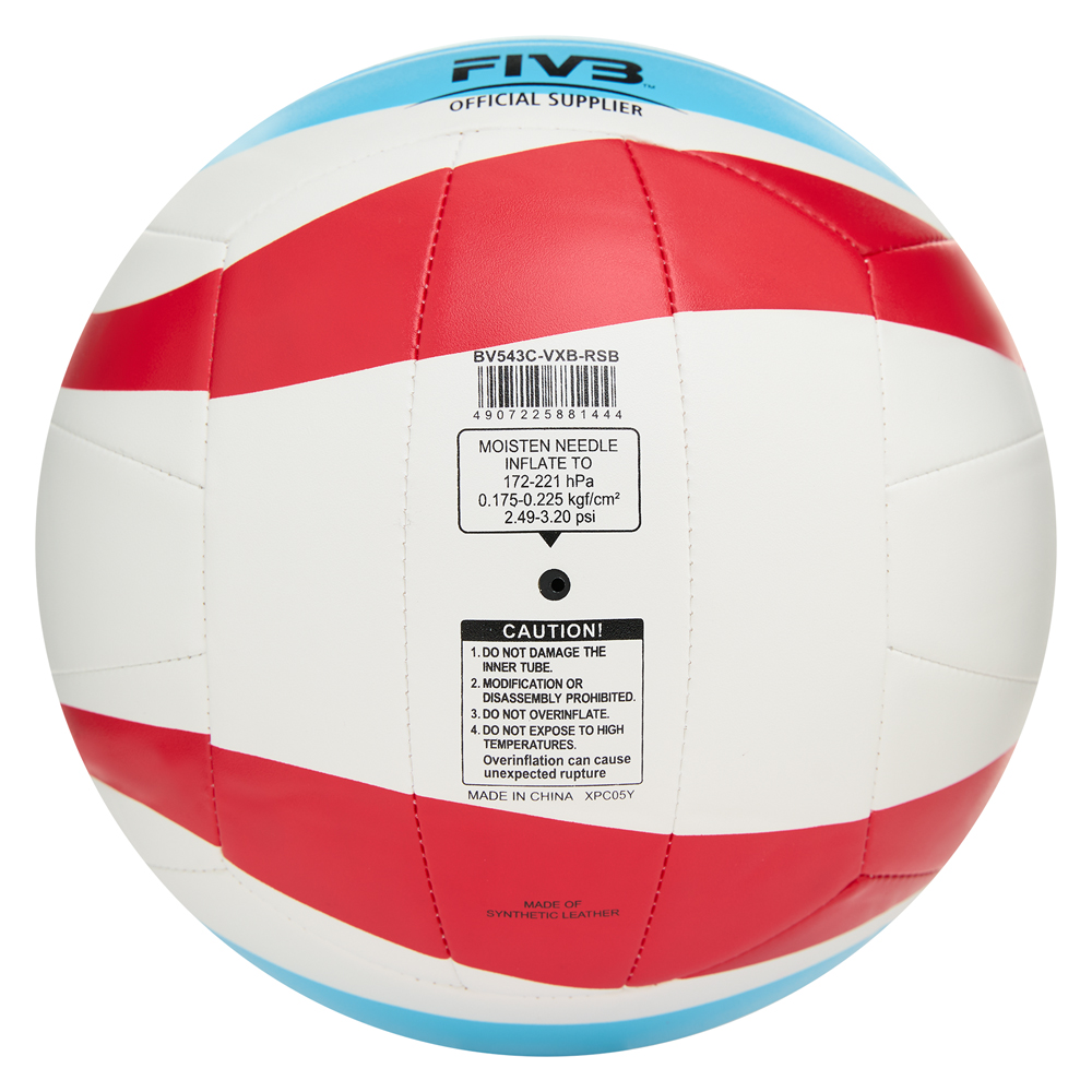 Мяч вол. пляжн. MIKASA BV543C-VXB-RSB, 18 панелей,синт.кожа (ТПУ), маш.сш.,бут.кам,бело-сине-красный