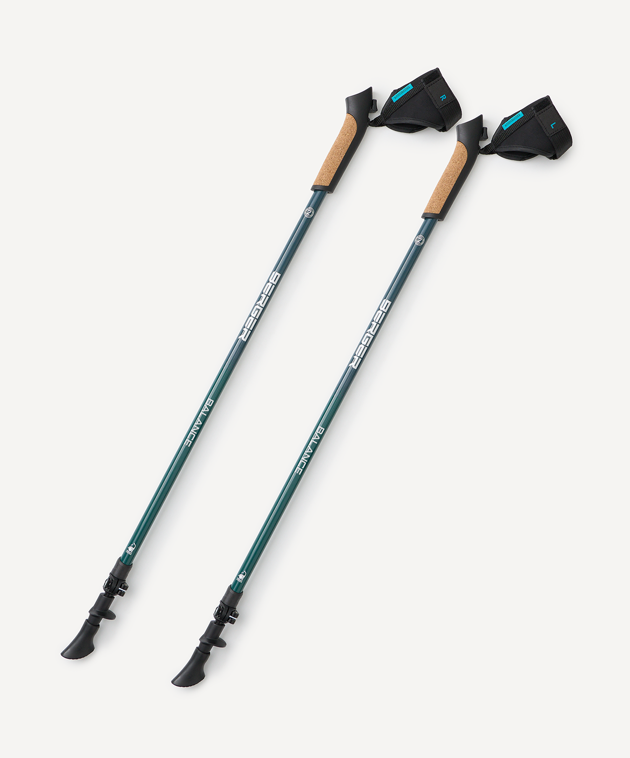 Палки для скандинавской ходьбы BERGER Travel Balance, 80-135 см, 2-секционные, сине-зеленый
