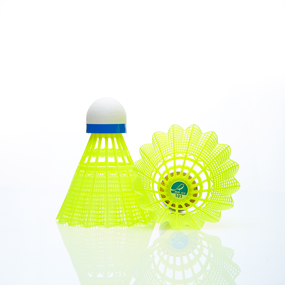 Воланы для бадминтона DOUBLE FISH JINQUE 101y ( нейлон/пробка),  уп.6 шт.сред.скор., желтый