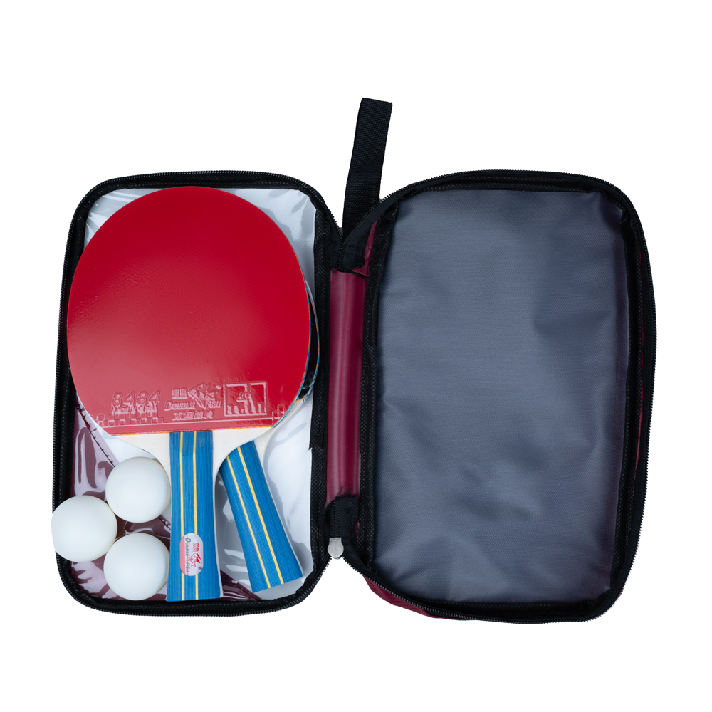 Набор для н/т DOUBLE FISH, 236A, 2 ракетки и 3 мяча, наклад. 1,8 мм, конич. ручка+ сумка-чехол