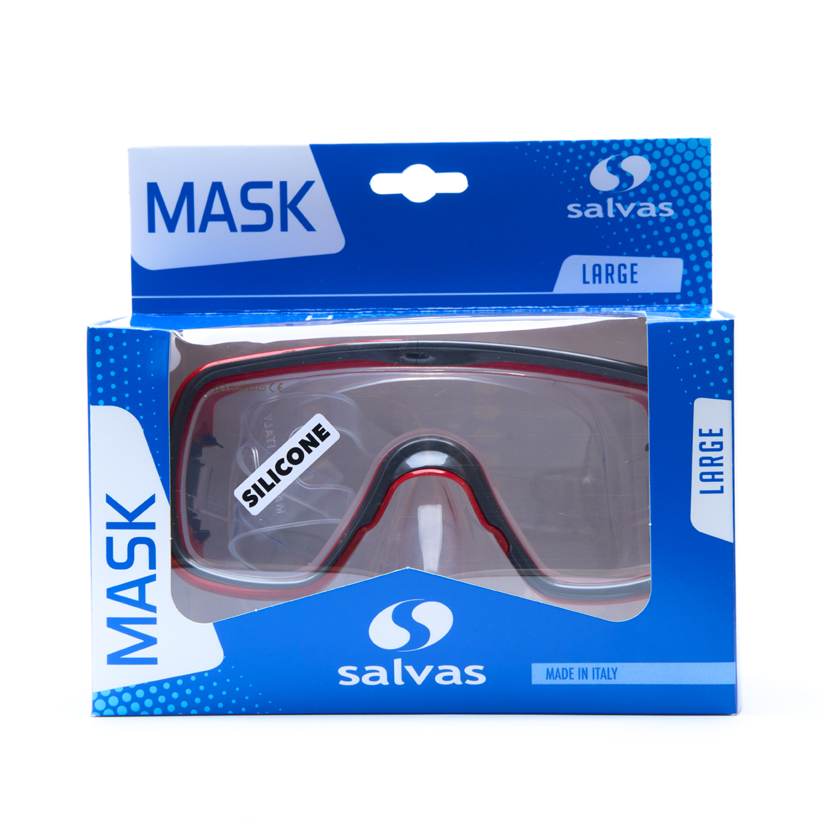 Маска для плав. Salvas Domino Sr Mask, CA150C1TRSTH, закален.стекло, Silflex, р.Senior, красн