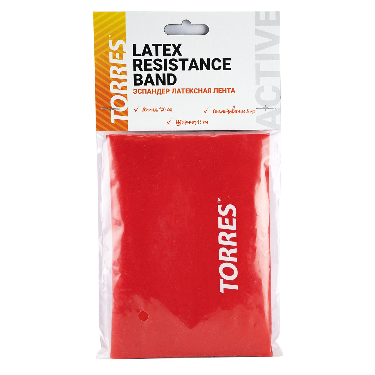 Эспандер TORRES латексная лента, AL0020,длина 120 см, шир.15 см, сопротивление 8 кг., красный