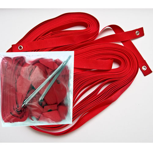 Компл. для разметки площ. для пляж. вол., FS-R-№02, ленты ПЭ,шир.5 см,8х16 м,6 мет.колышка,красн