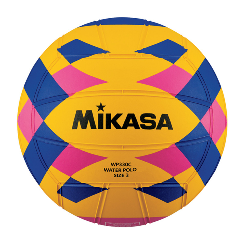 Мяч для водного поло MIKASA WP330C р.3, junior, резина, вес 340-380г, дл.окр. 61-63см, жел-син-роз
