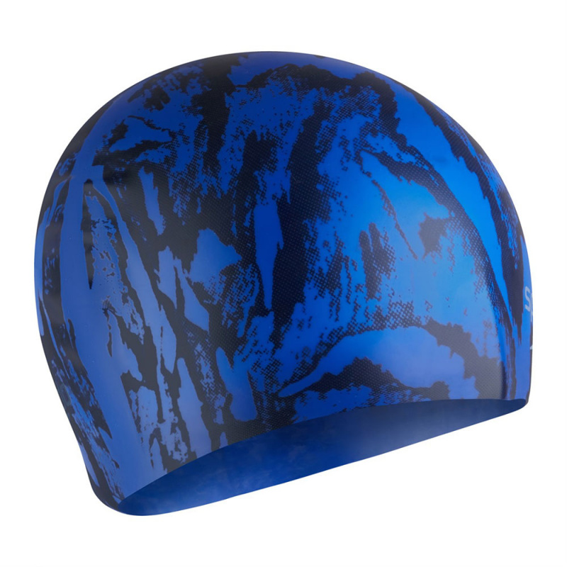 Шапочка для плав. SPEEDO Long Hair Printed Cap, 8-1130616947, СИНИЙ, силикон