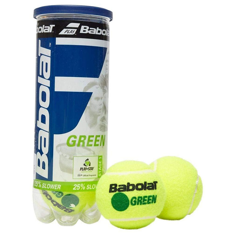 Мяч теннисный детский BABOLAT Green, 501066, уп.3 шт, войлок, шерсть, нат.резина, желто-зеленый