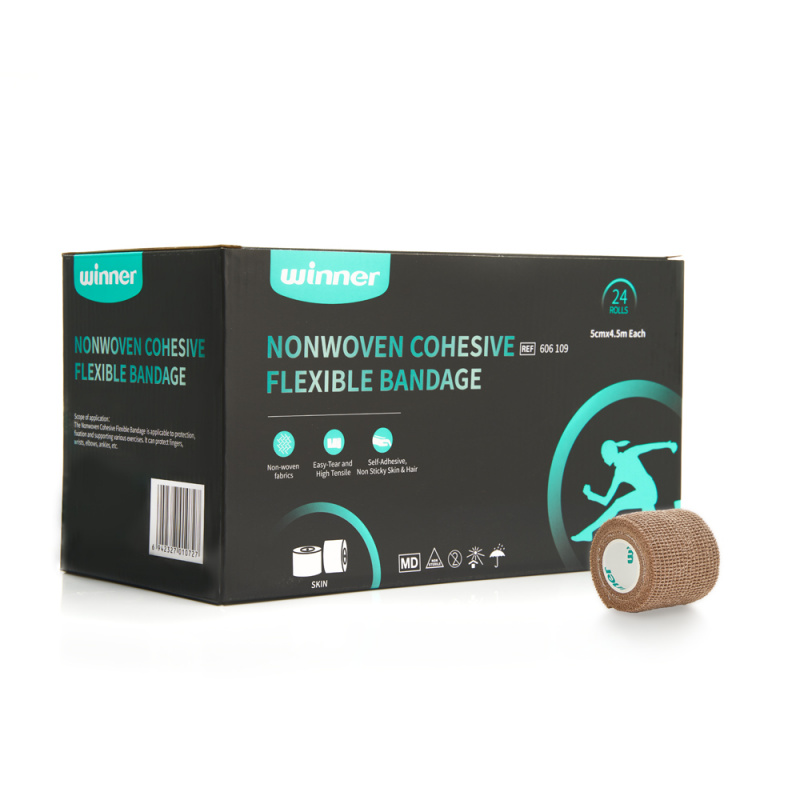 Тейп спортивный Winner,нетканый, когезивный 606109, 5 см*4,5 м, бежевый, 24шт/уп