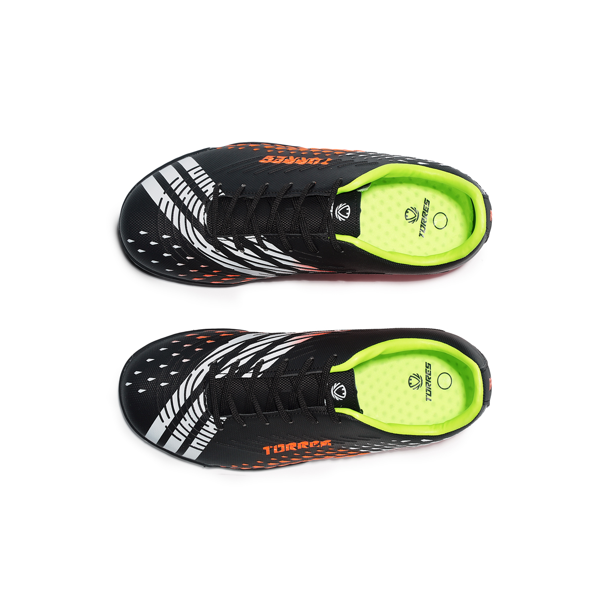 Бутсы зальные TORRES RAYO KID детские, TS134235-124-30, р.30, резина,ПУ,текстиль, чёрно-оранжевый