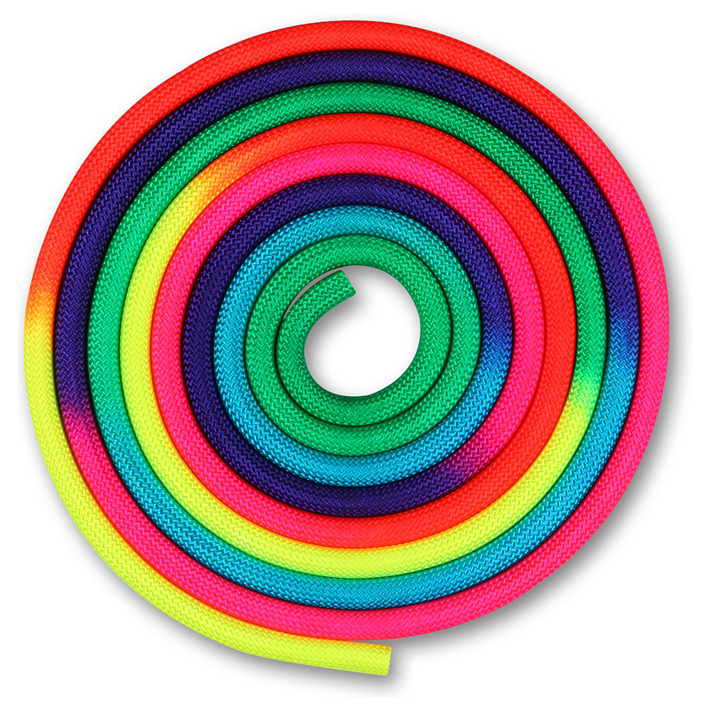 Скакалка гимнастическая INDIGO, IN038-RBW, утяжеленная, 165г, длина 3м, шнур, радуга