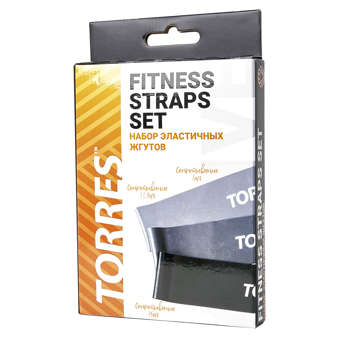 Эспандер TORRES набор резин. жгутов TPR, AL0049, дл. 24 см, шир. 5 см, 3 жгута с разным сопрот