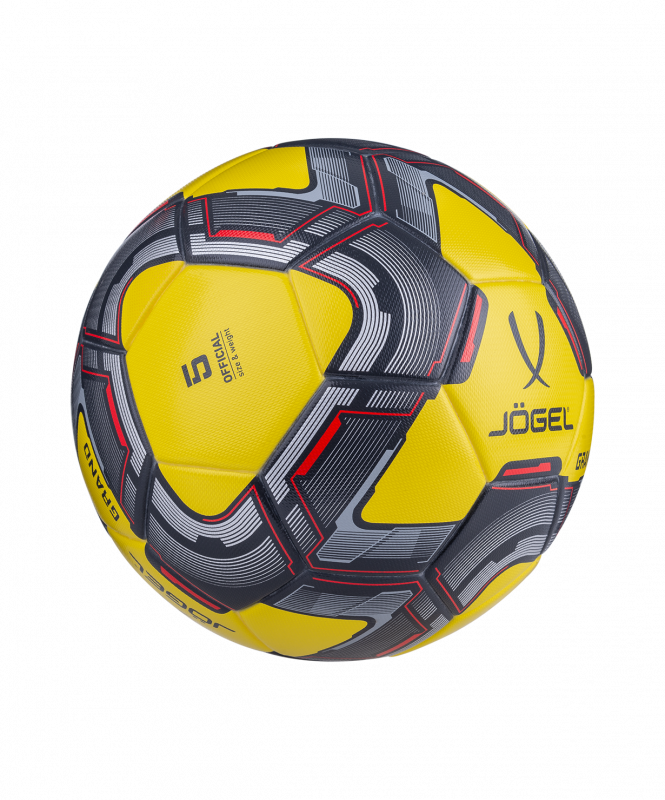 Мяч футбольный JOGEL Grand №5, желтый/серый/красный, размер 5
