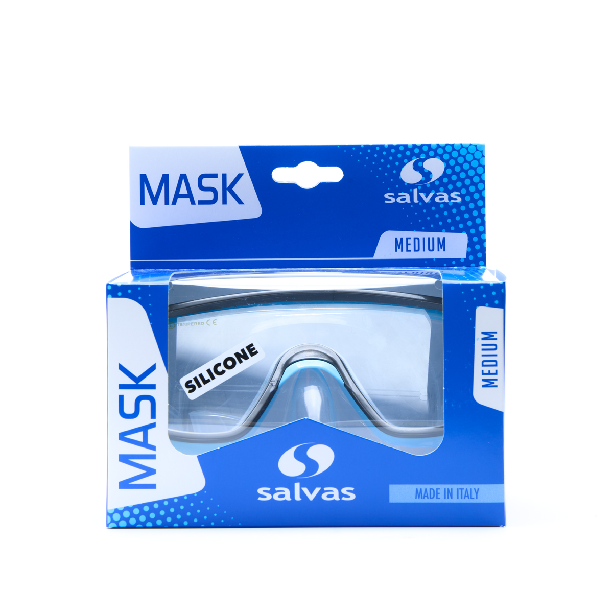 Маска для плав. Salvas Geo Md Mask, CA140S1QYSTH, закален.стекло, силикон, р. Medium, голубой