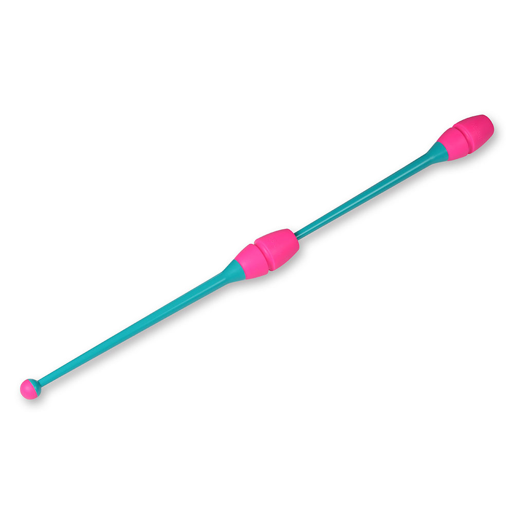 Булавы для худ. гимнастики INDIGO, IN019-BP, 45 см, пластик, каучук, в компл. 2шт, бирюзово-розов