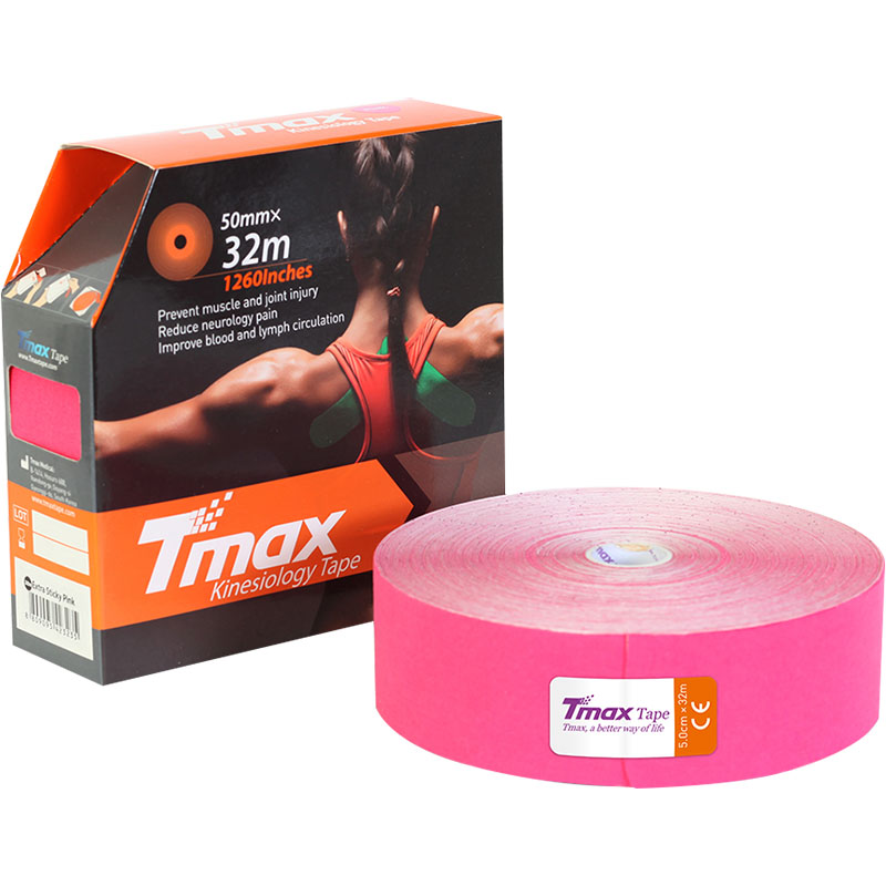 Тейп кинезиологический Tmax 32m Extra Sticky Pink (5 см x 32 м), 423235, розовый