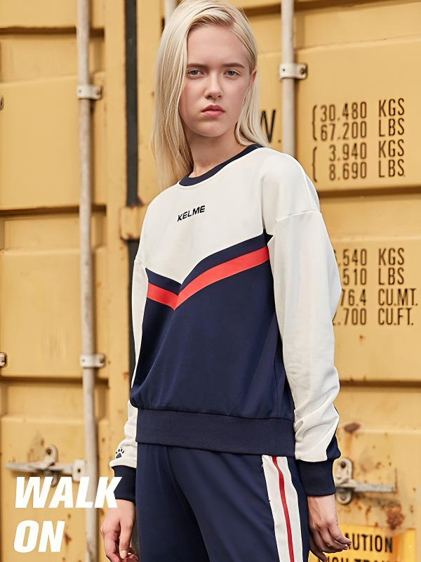 Свитшот KELME Women's Round Neck Sweater (White/Dark Blue)