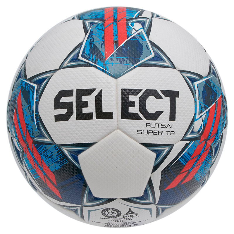 Мяч футзал. SELECT Futsal Super TB 3613460003,р.4, FIFA Quality Pro, 32п,ПУ, термосш,бело-сине-красн