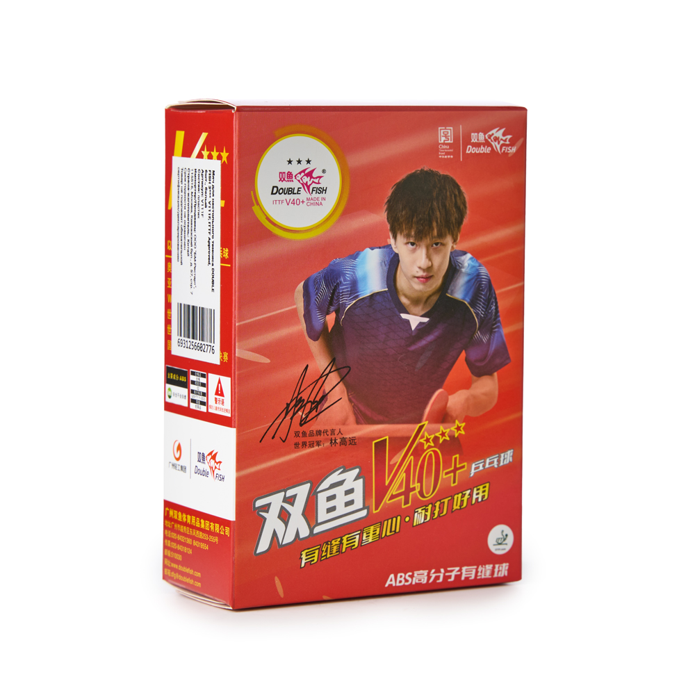 Мяч для наст. тенниса DOUBLE FISH 3***, V111F, диам. V40+мм, ITTF Appr,плаcтик,упак.6 шт, белый