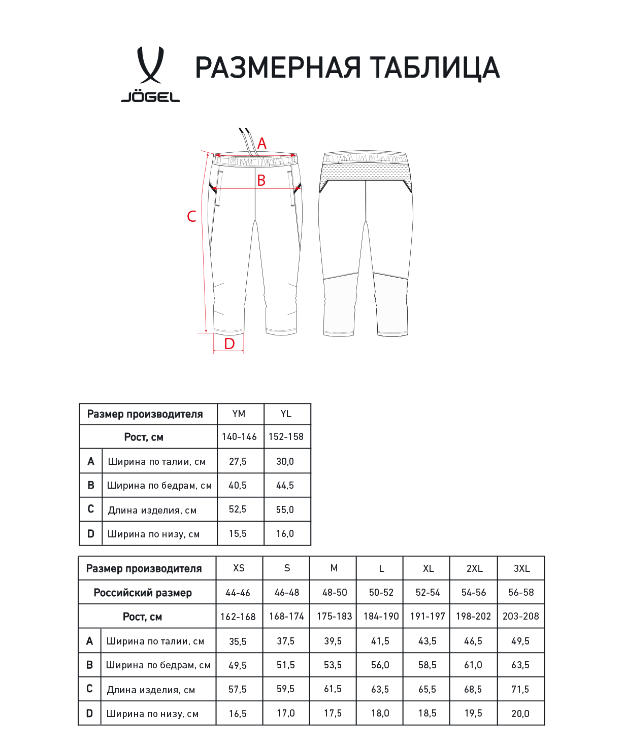 Брюки тренировочные JOGEL DIVISION PerFormDRY Pro Training Pants 3/4, черный, размер L