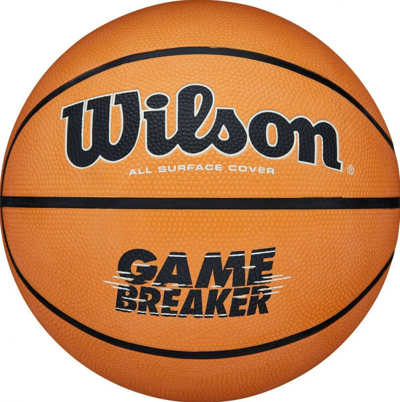 Мяч баск. WILSON GAMEBREAKER BSKT OR, WTB0050XB7, р.7, резина, бут.камера, оранжево-черный