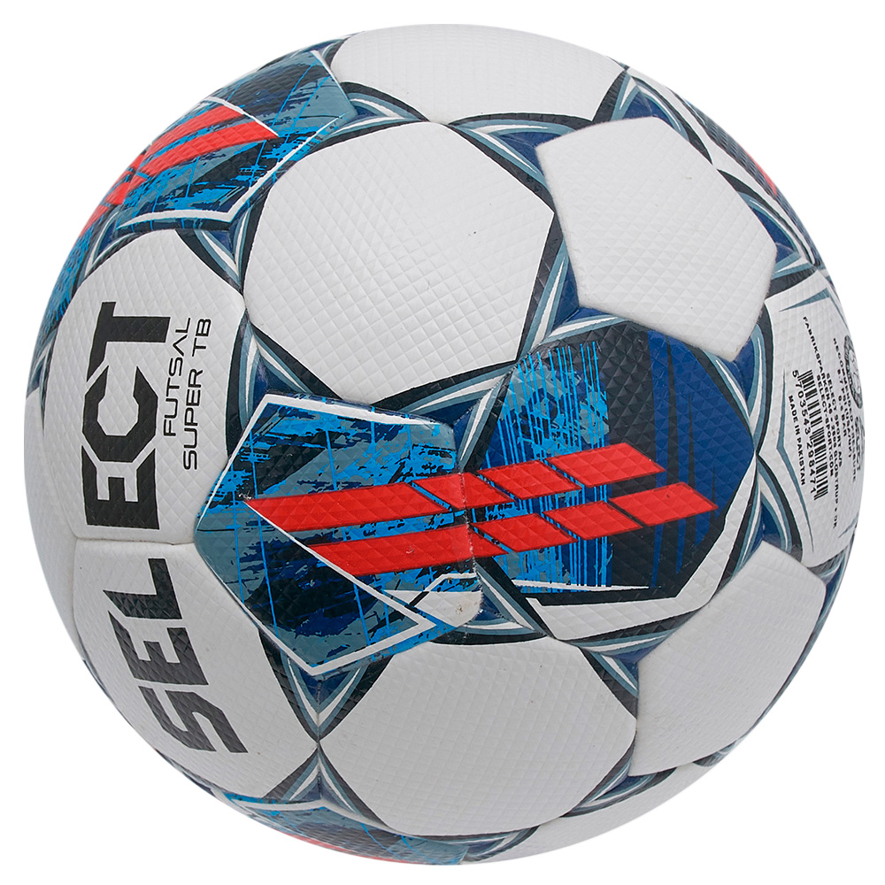 Мяч футзал. SELECT Futsal Super TB 3613460003,р.4, FIFA Quality Pro, 32п,ПУ, термосш,бело-сине-красн