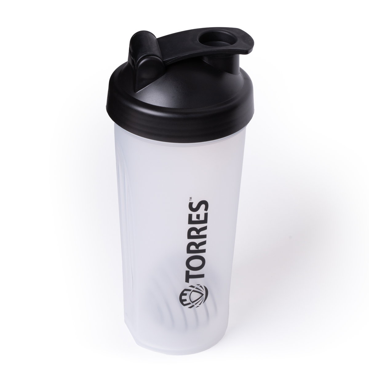 Шейкер спортивный TORRES, S01-600-01, 600мл, черная крышка с колпачком, пластик, прозрачный