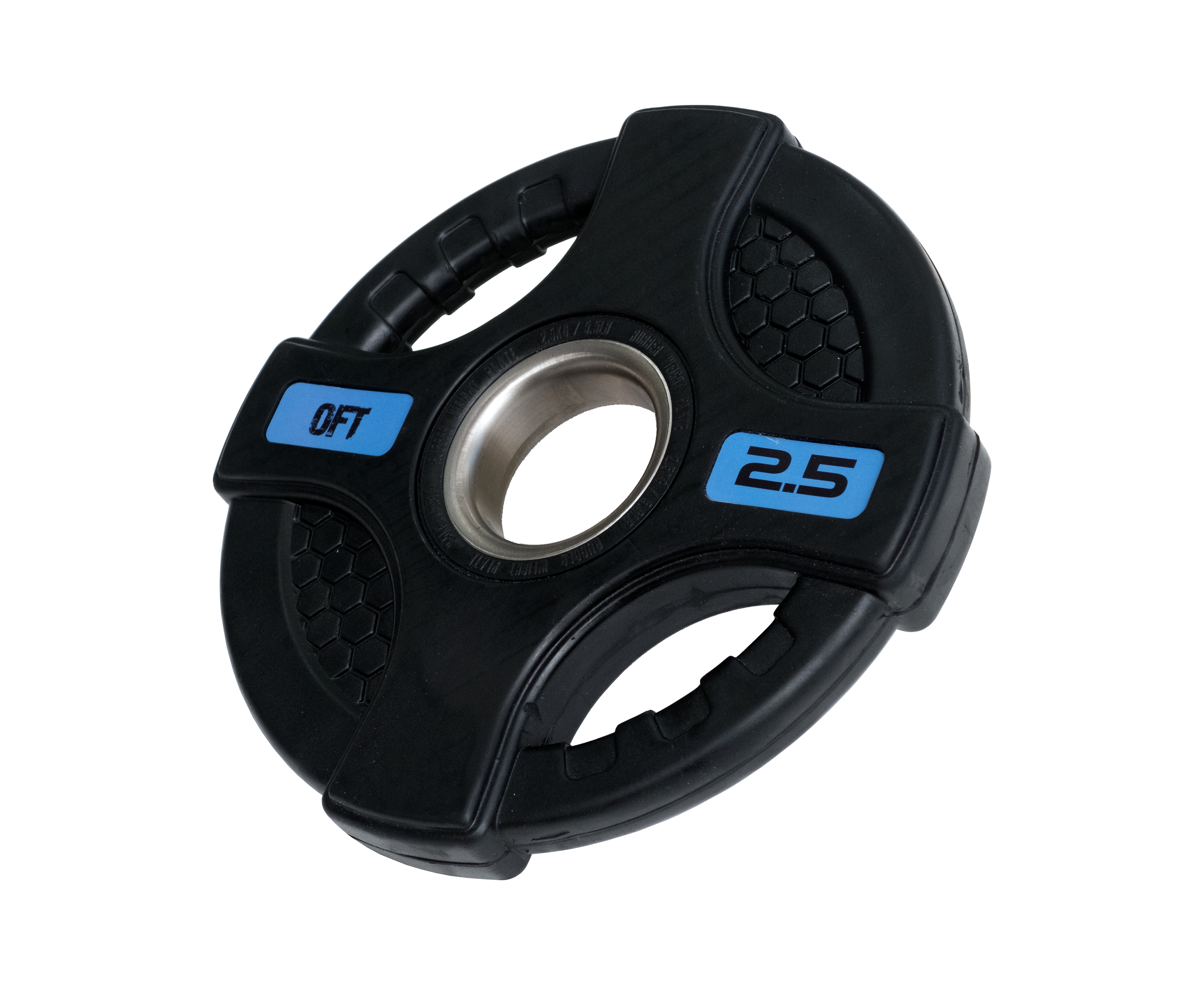 Диск олимпийский обрезиненный черный с двумя хватами 2,5 кг