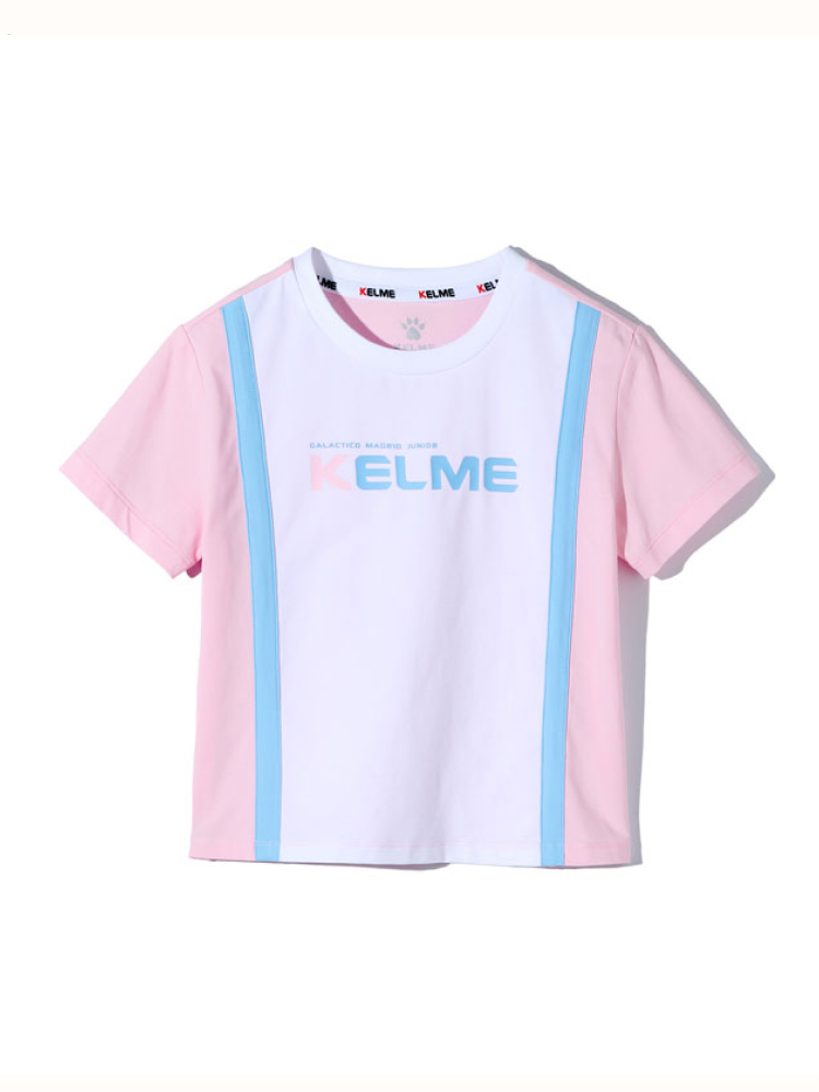 Детская футболка KELME Girls Short Sleeve T-Shirt (Light Pink/White)