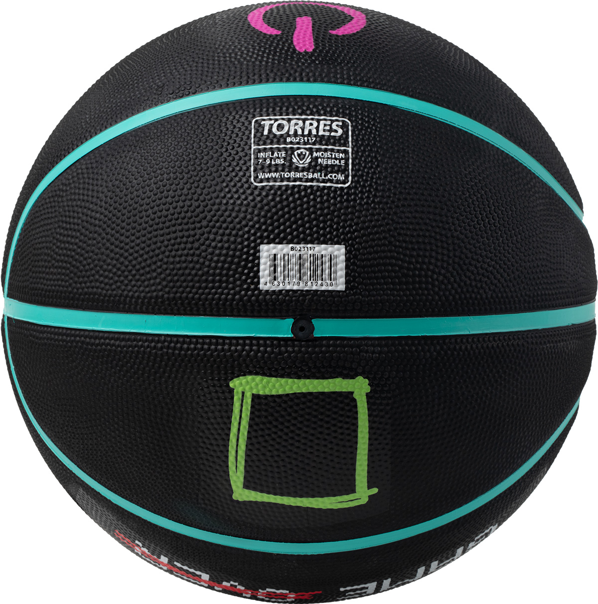 Мяч баск. TORRES Game Over B023117, р.7, резина, нейлон. корд, бут. кам., черный