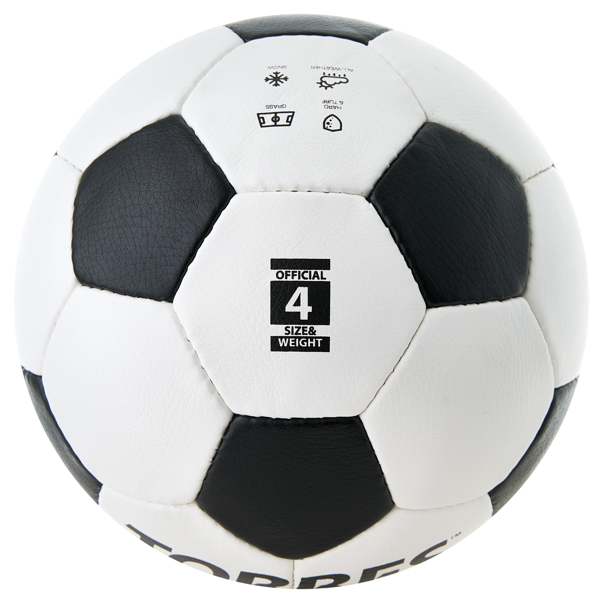 Мяч футб. TORRES Main Stream, F30184,р.4, 32 пан. ПУ, 4 под. слоя, руч. сшив., бело-черный