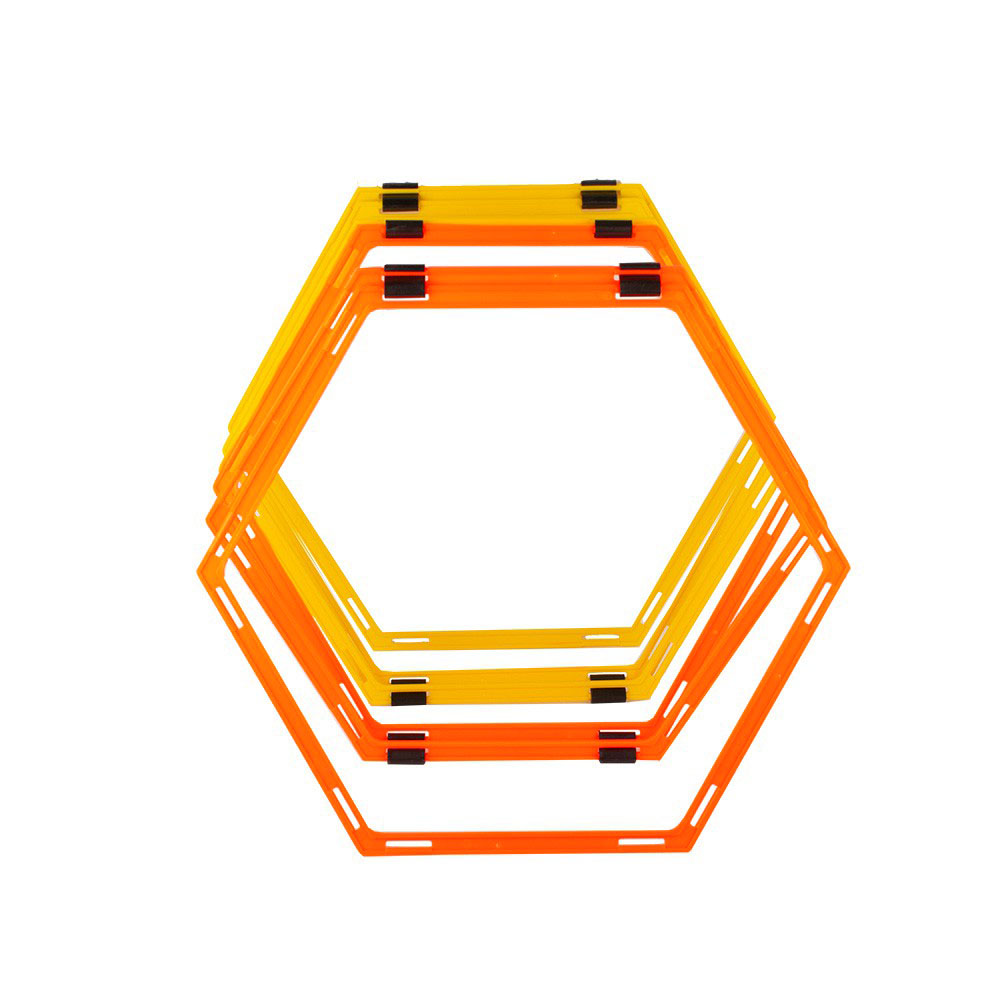 Дорожка координационная Шестиугольник У677, 56*51,5*6см, пластик, 6 элементов+10 клипс, желто-оранж.