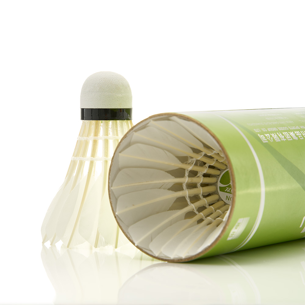 Воланы для бадминтона DOUBLE FISH JINQUE 09 (перо),уп.12 шт.сред.скор., белый