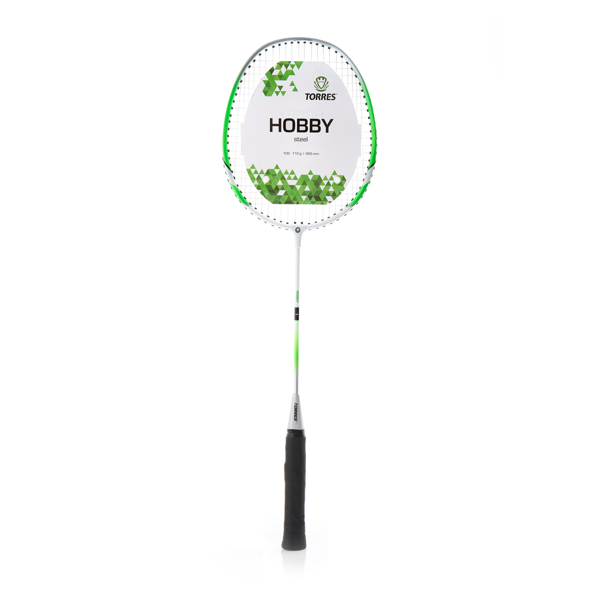 Ракетка бадм. TORRES Hobby1, BD20504, для начинающ.,стал. стерж и обод, со струнами, зелёный